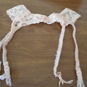 Lace peach garter belt
